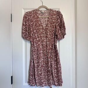 Women’s Balloon Short Sleeve Mini Floral Wrap Dress